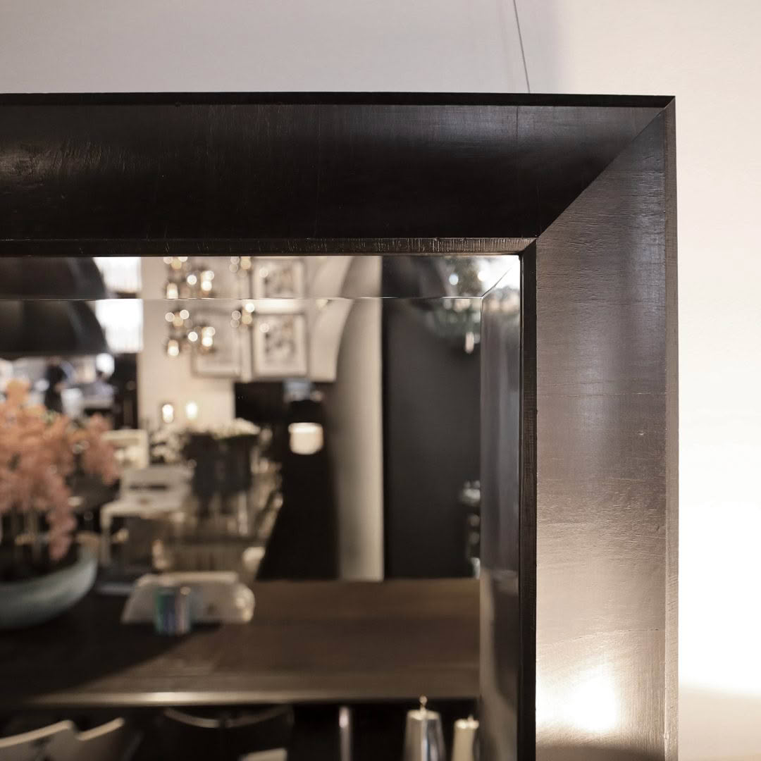 Close-up of black frame edge in stylish interior