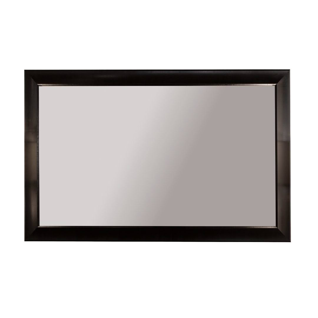 Large rectangular wall mirror with black frame