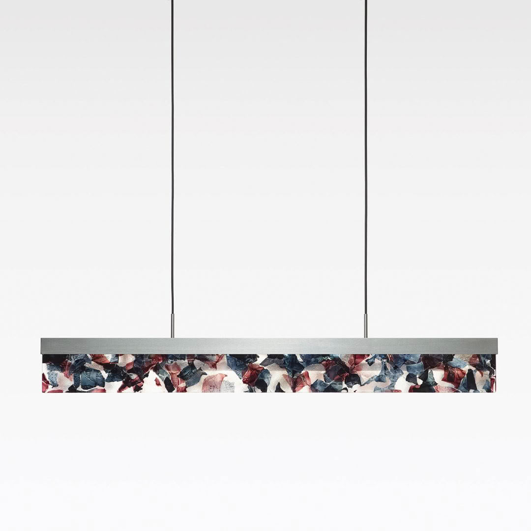 Modern hanging light with colorful abstract design