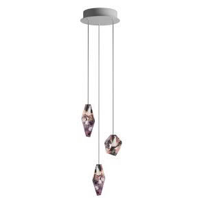 Modern geometric pendant lights on white background