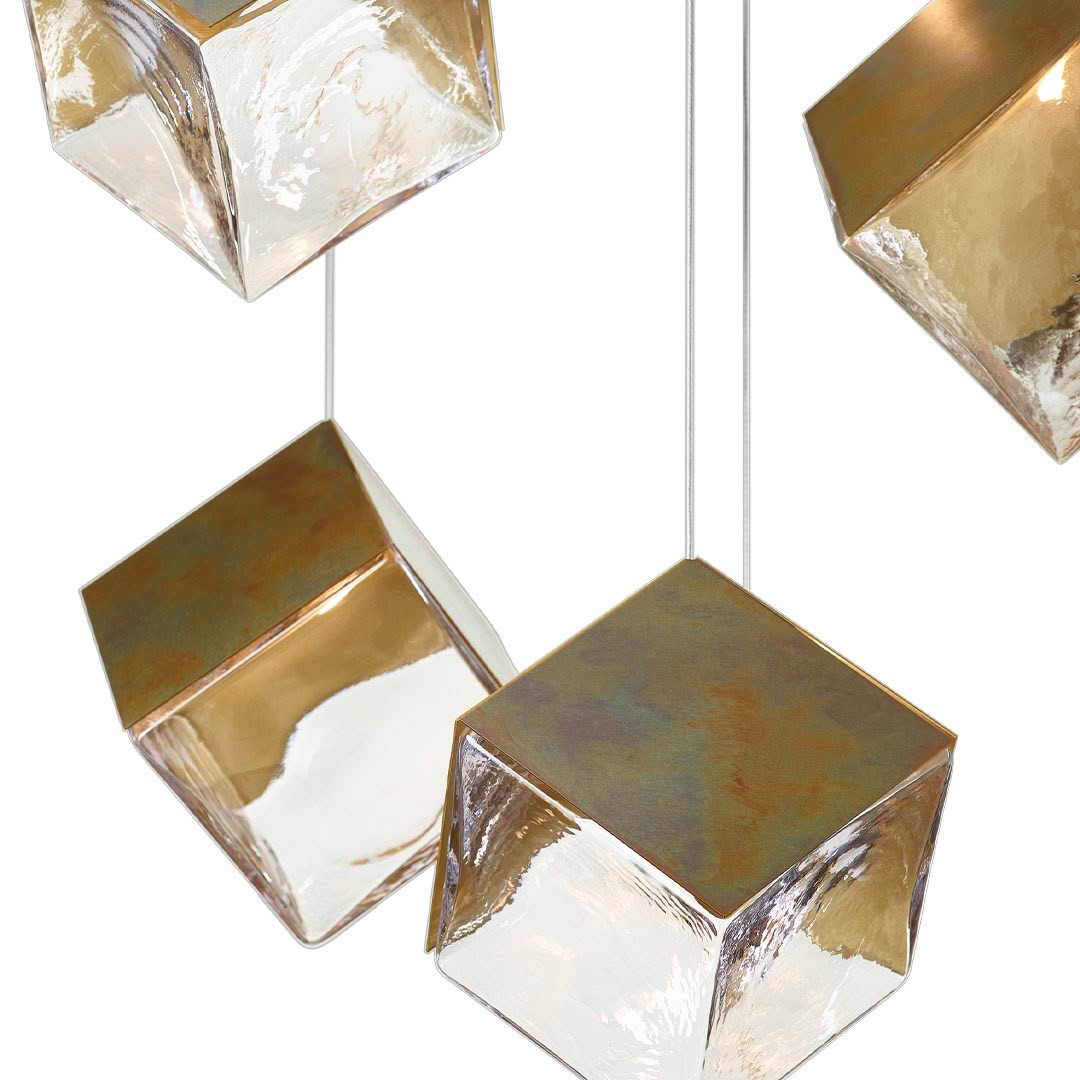Hanging metallic cube-shaped decorative lights