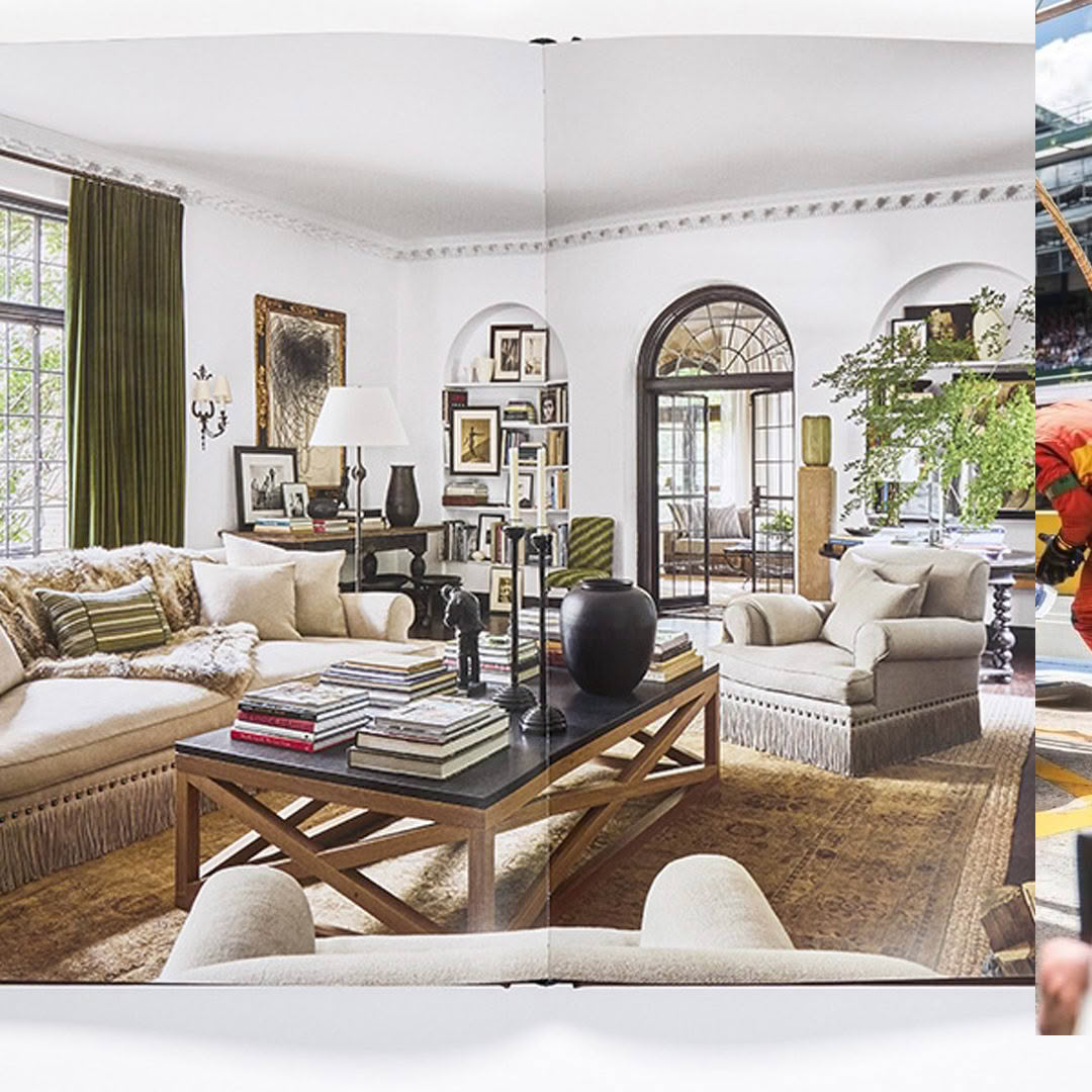 Elegant living room with stylish decor and large windows