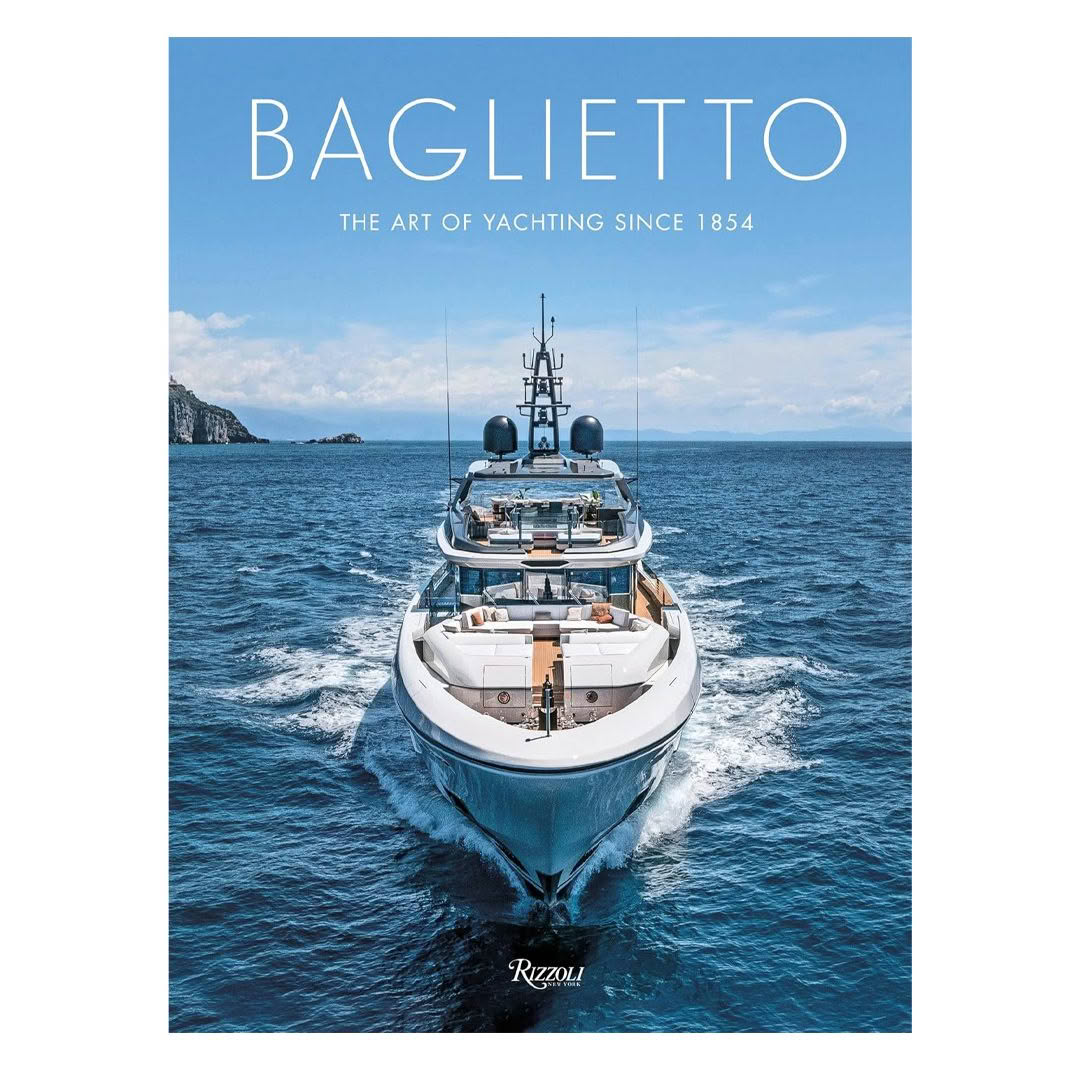 Baglietto yacht on ocean from front cover of book