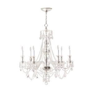 Elegant crystal chandelier with six candle-like lights