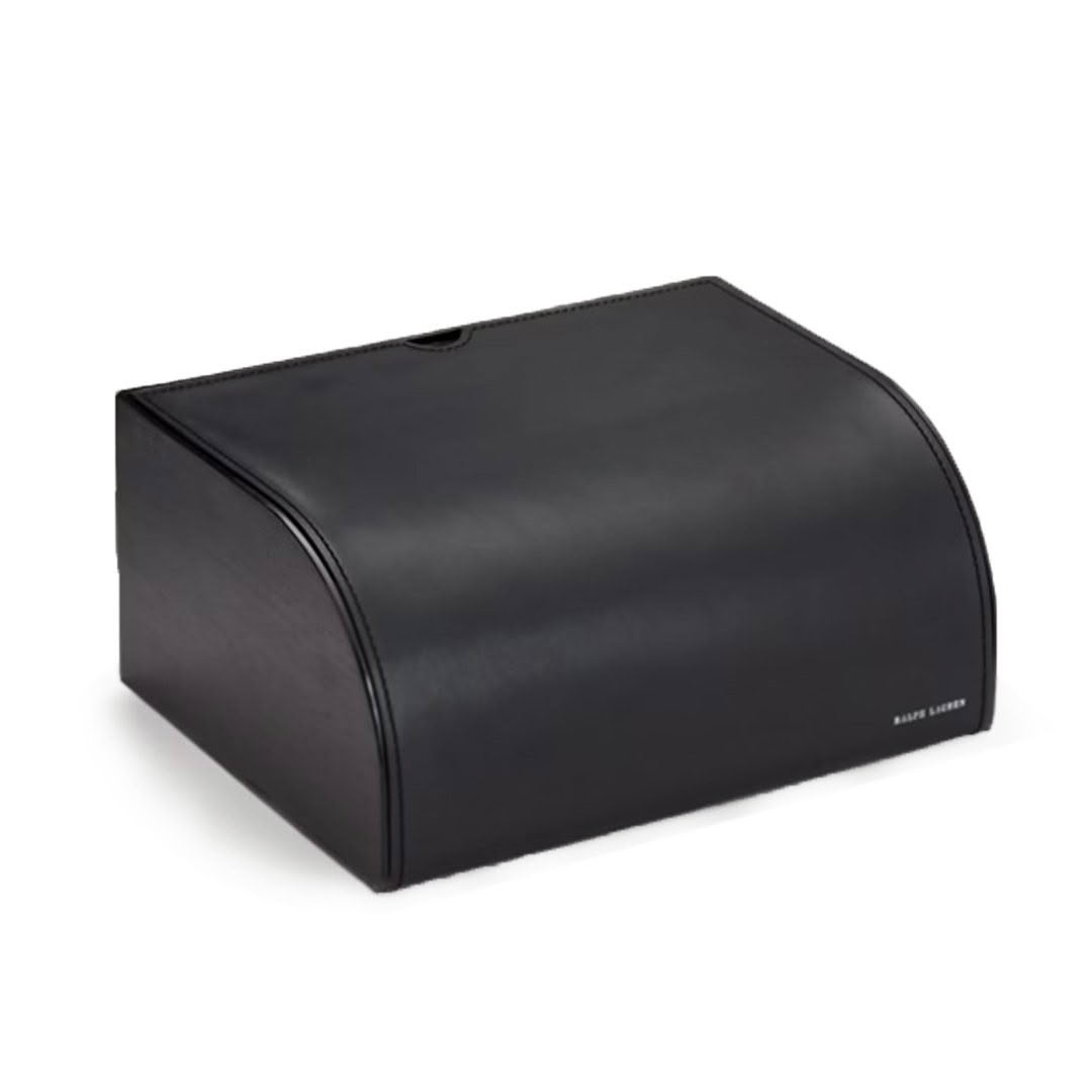 Elegant black leather bread box