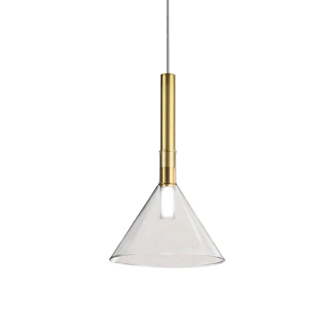 Modern pendant light with gold accents and clear shade