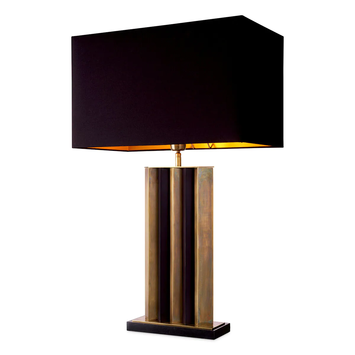 Modern rectangular table lamp with black shade and base