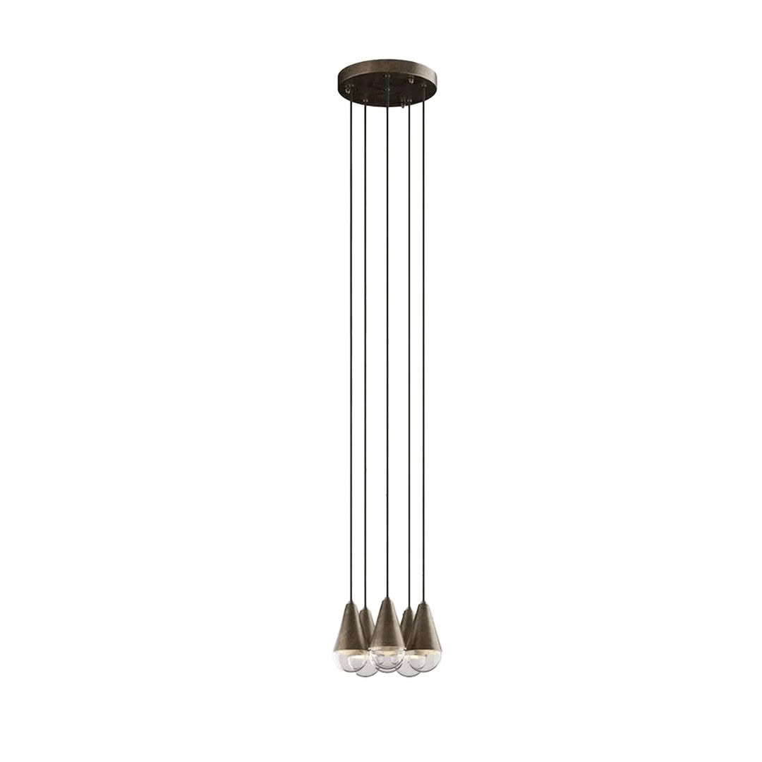 Modern pendant light with five suspended bulbs