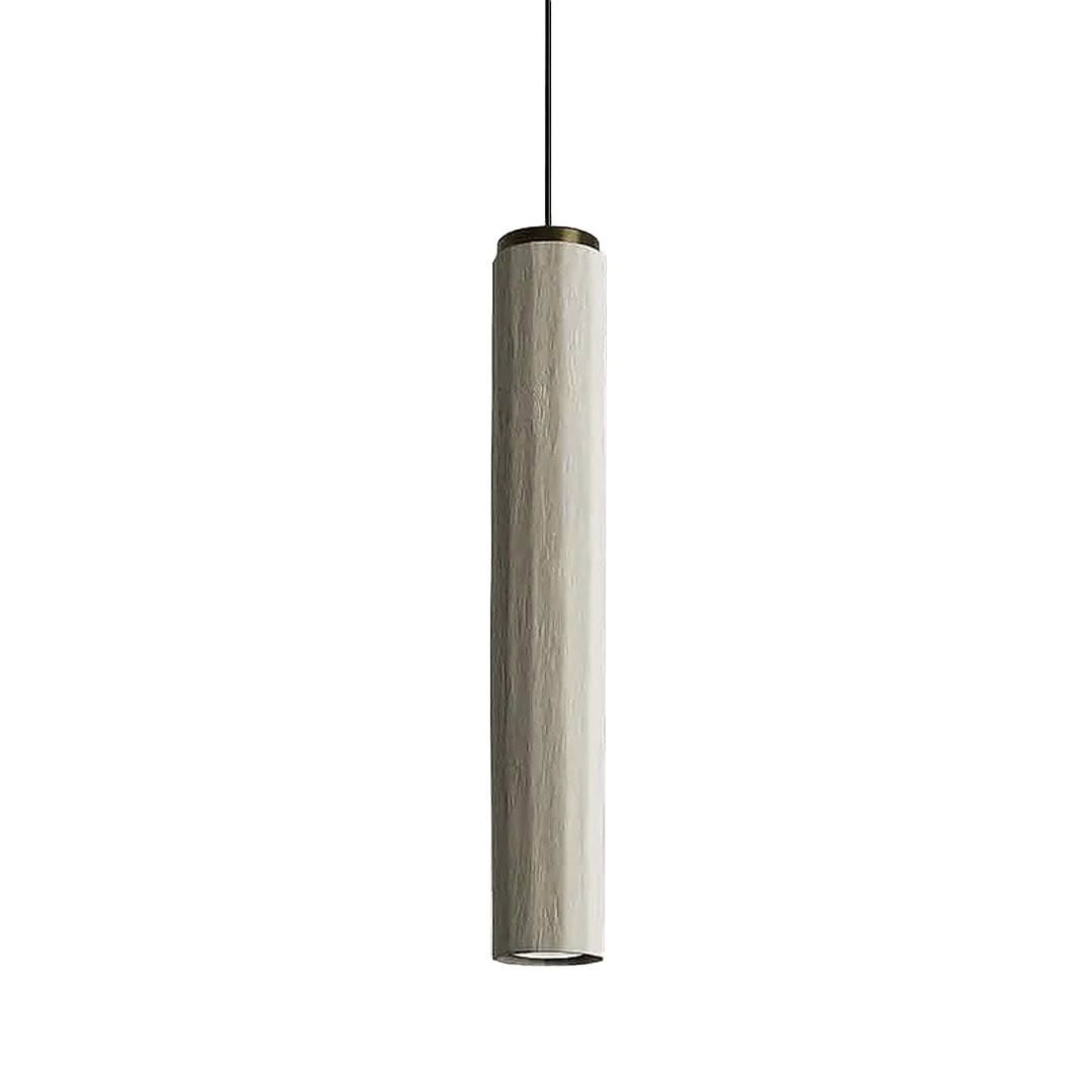 Modern cylindrical marble pendant light isolated on white