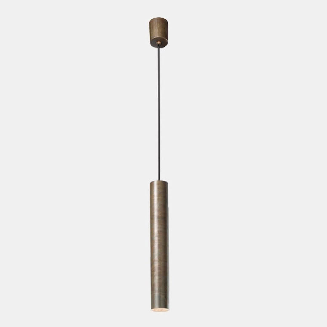 Bronze cylindrical pendant light with long cord