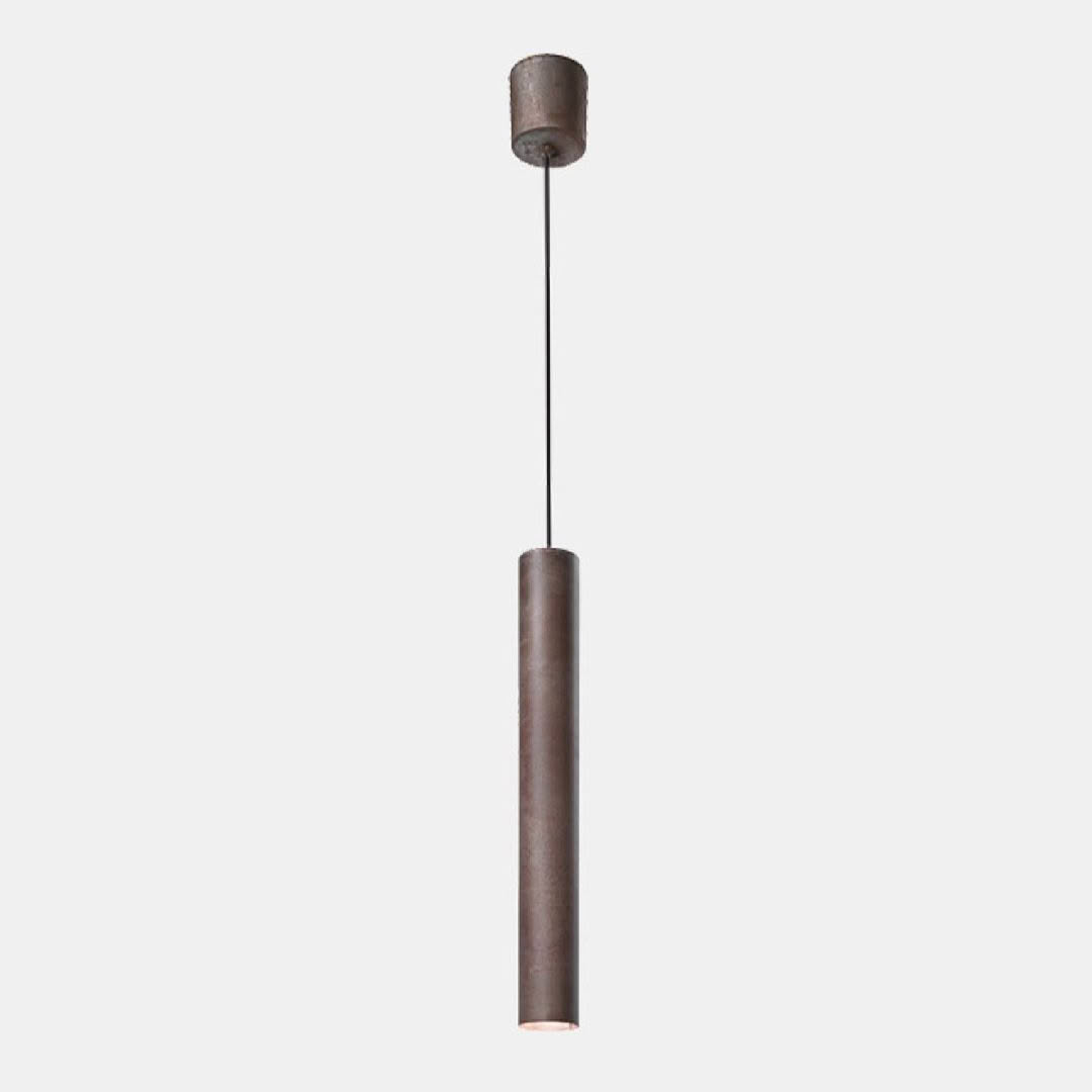 Modern brown cylindrical pendant light