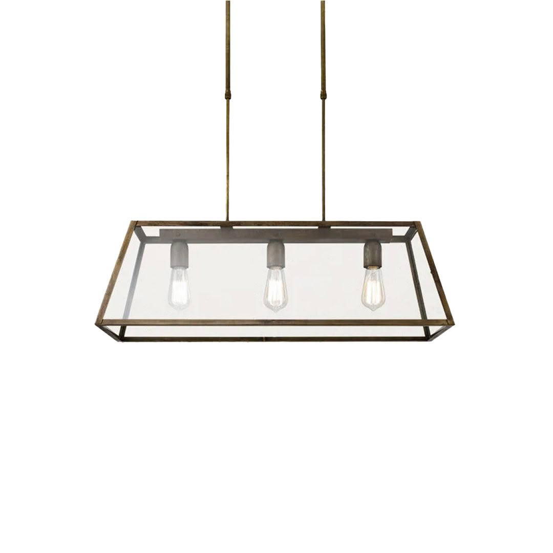 Modern rectangular pendant light with three bulbs
