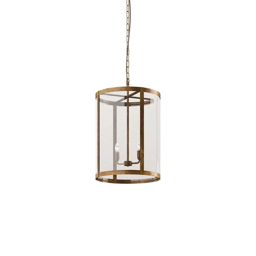 Antique cylindrical glass pendant light