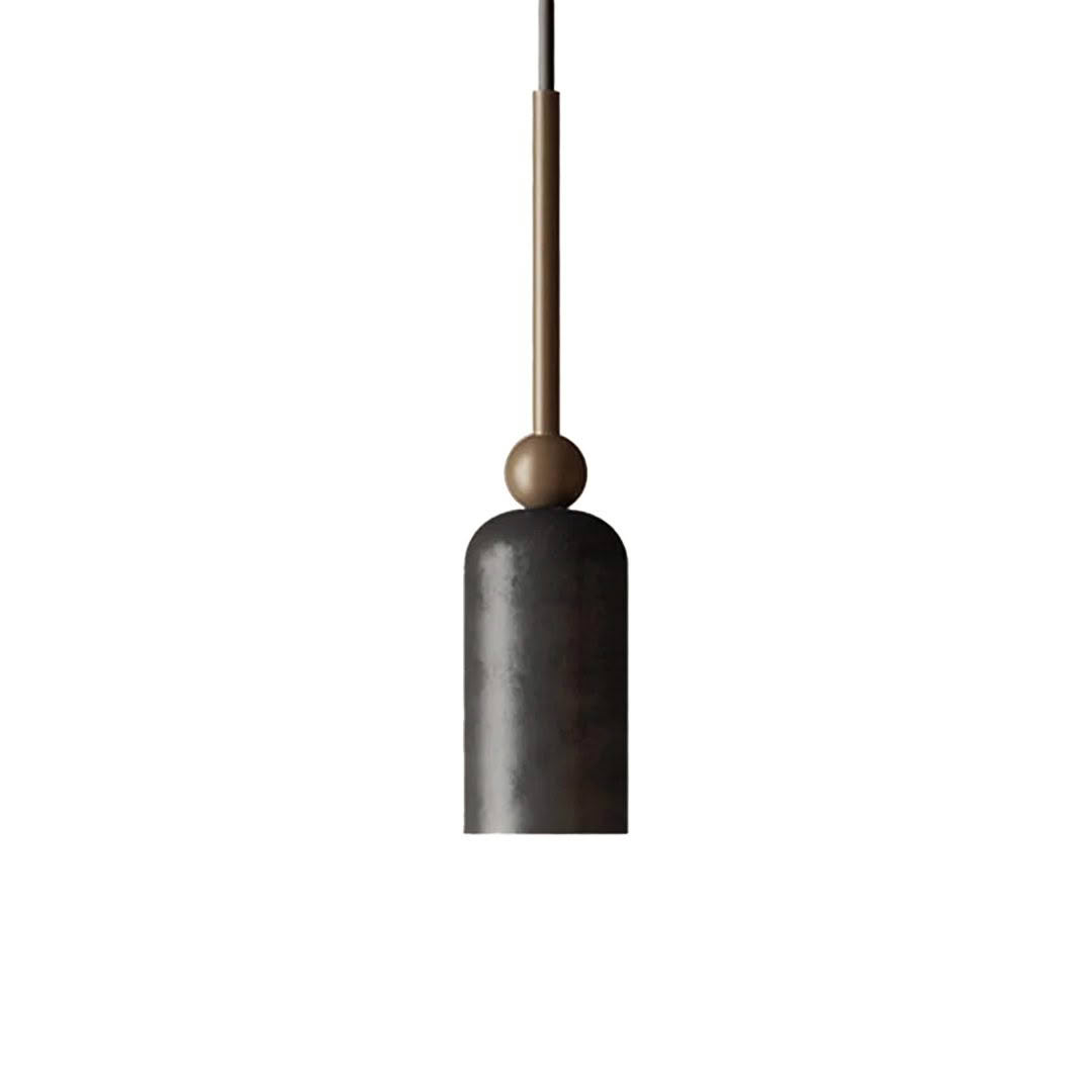 Modern black pendant light with wooden accent
