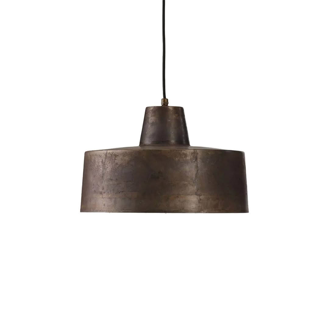 Antique bronze pendant light hanging on black cord