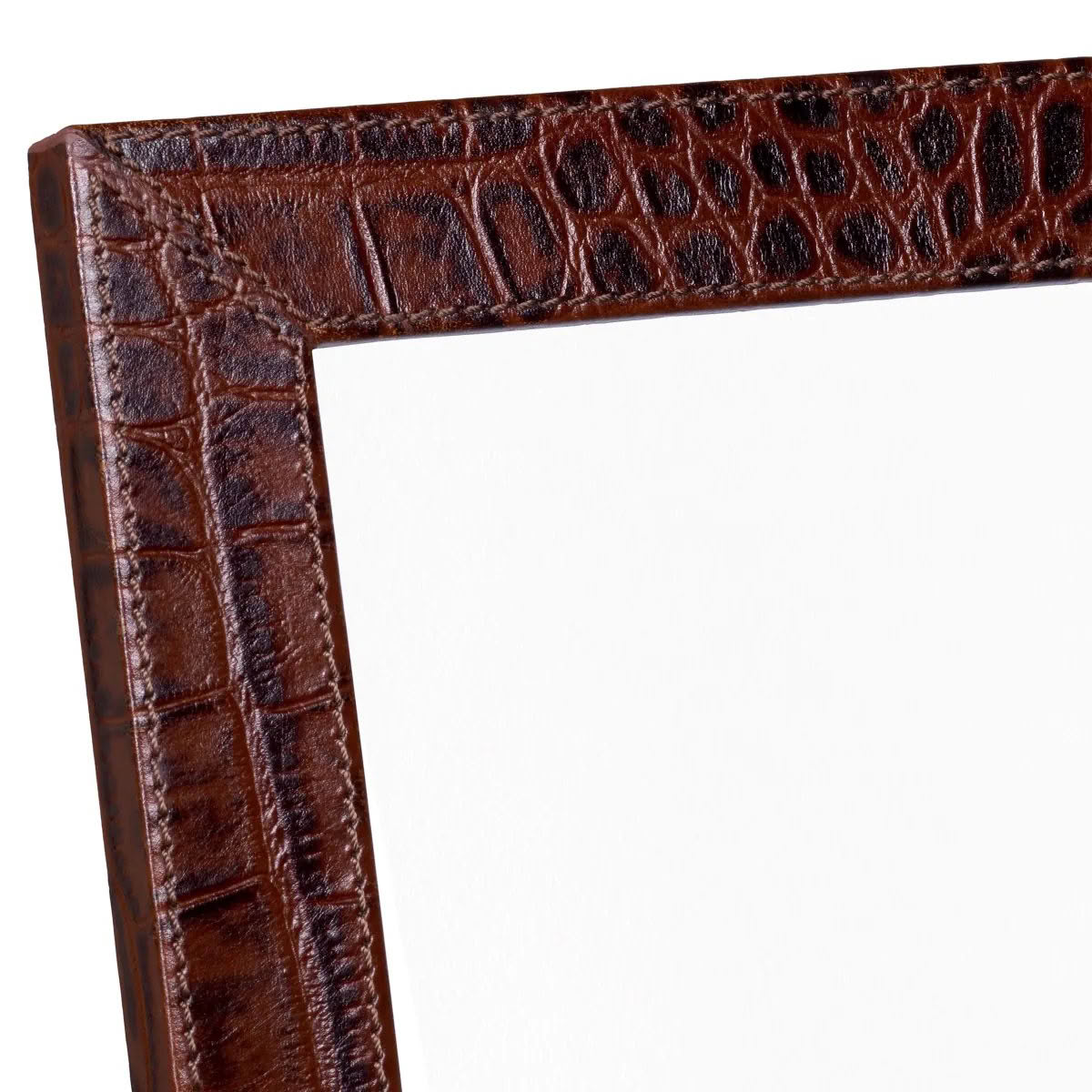 Close-up of dark brown crocodile leather frame