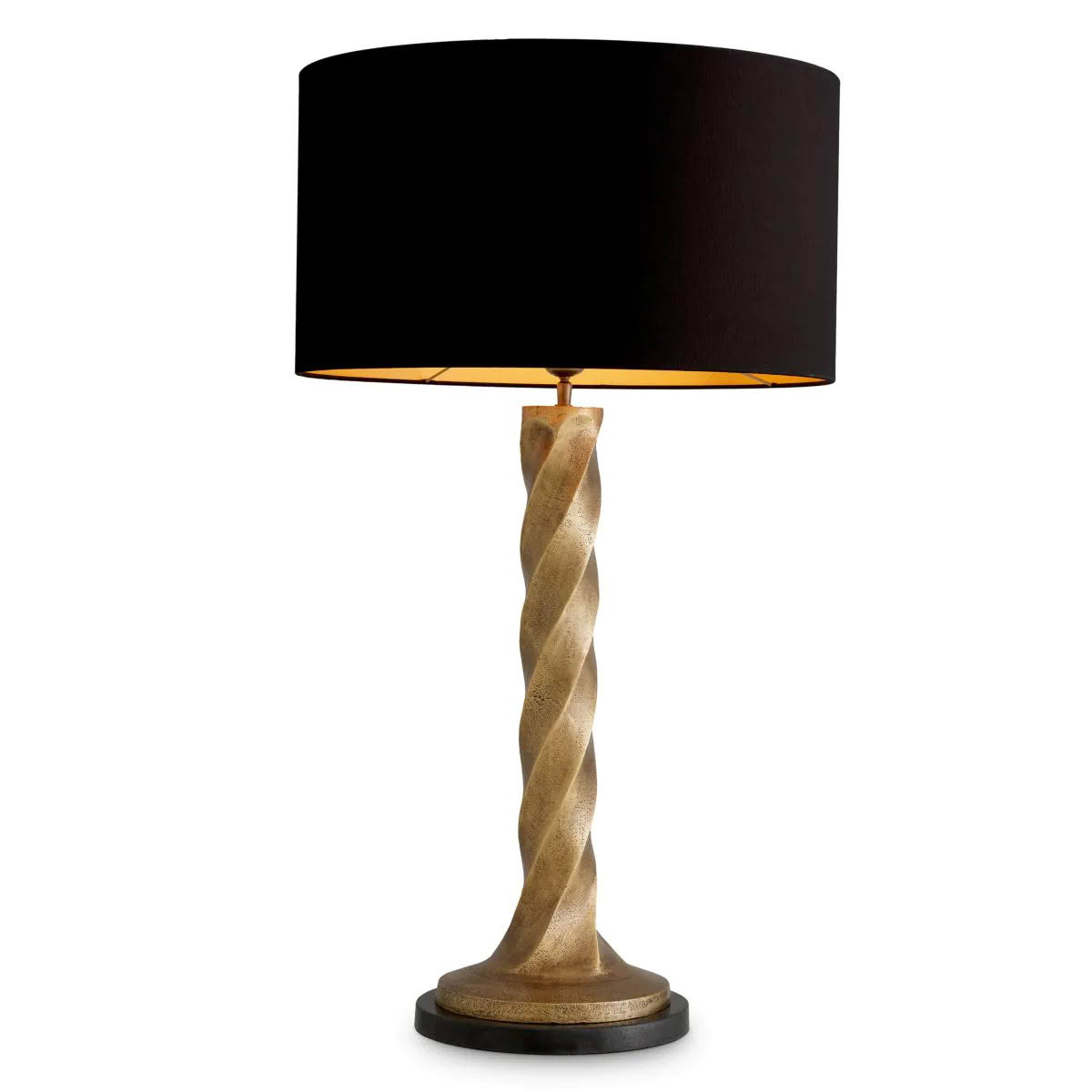 Elegant twisted table lamp with black shade