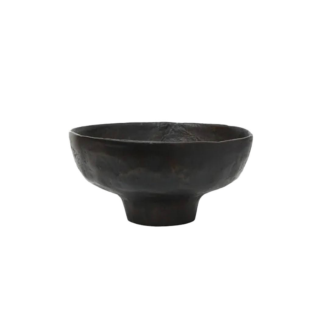 Black ceramic bowl on white background