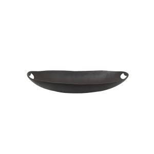 Black cast iron skillet on white background