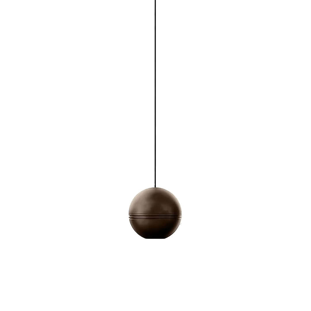 Minimalist brown pendant light against white background