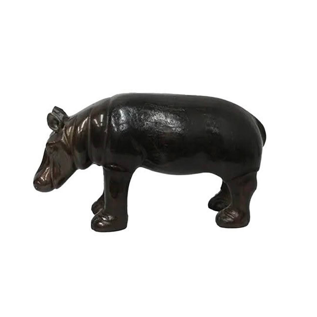 Black wooden carved hippopotamus sculpture