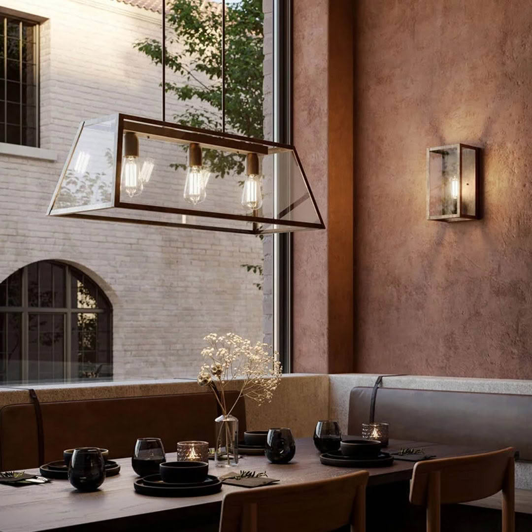 Elegant dining area with modern rectangular pendant light