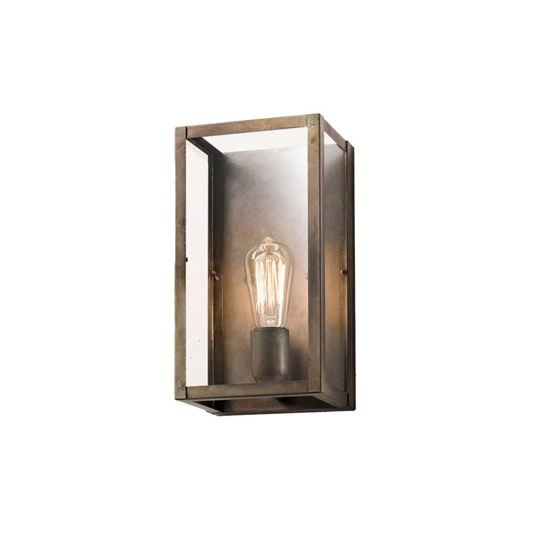 Vintage wall-mounted metal lantern with filament bulb