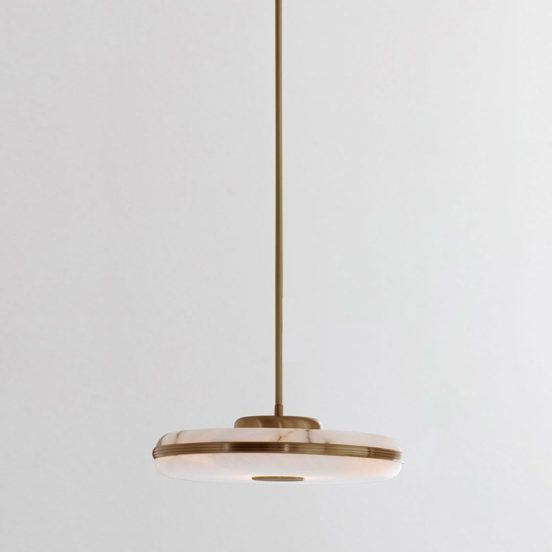 Elegant gold pendant ceiling light on white background
