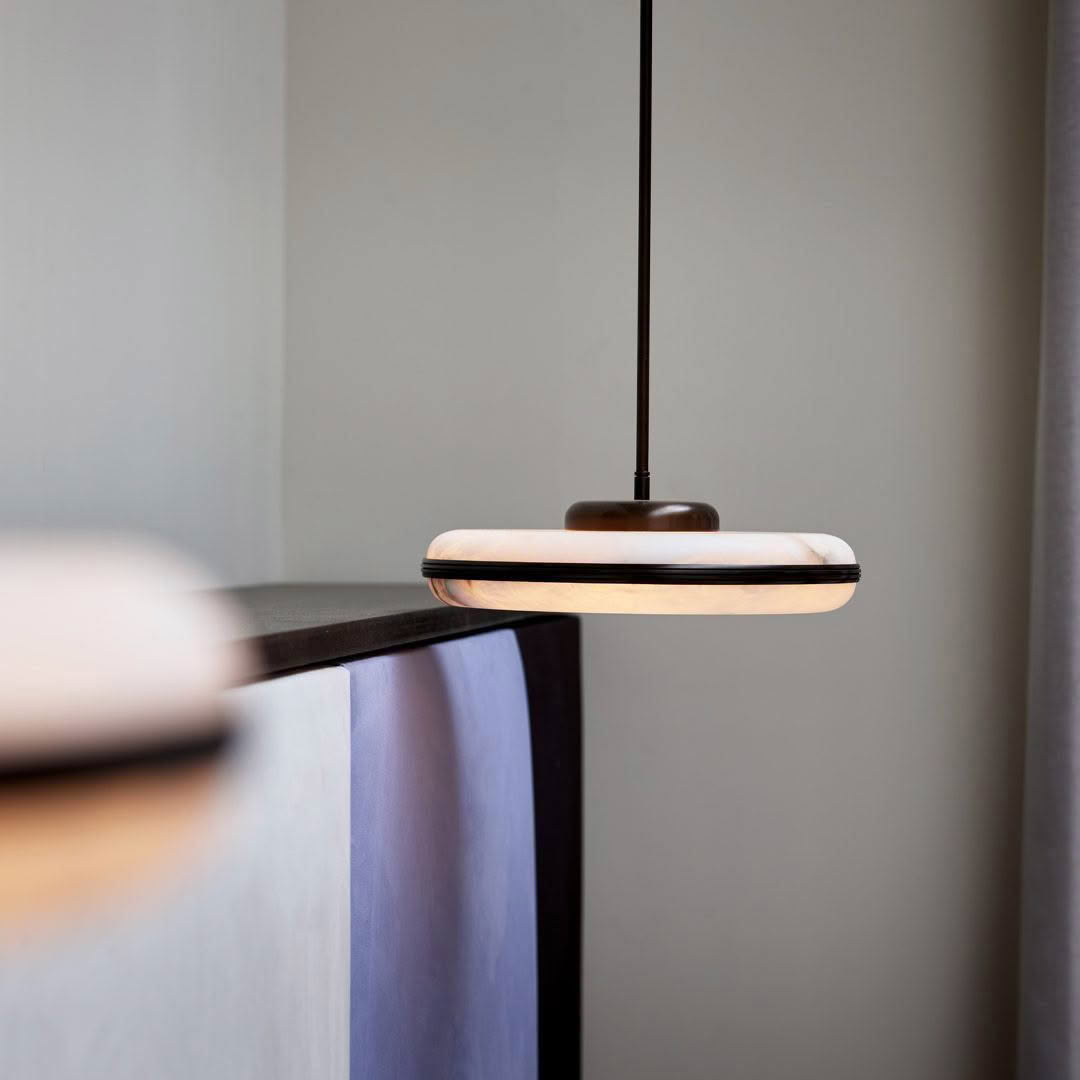 Minimalist hanging pendant lamp in modern room
