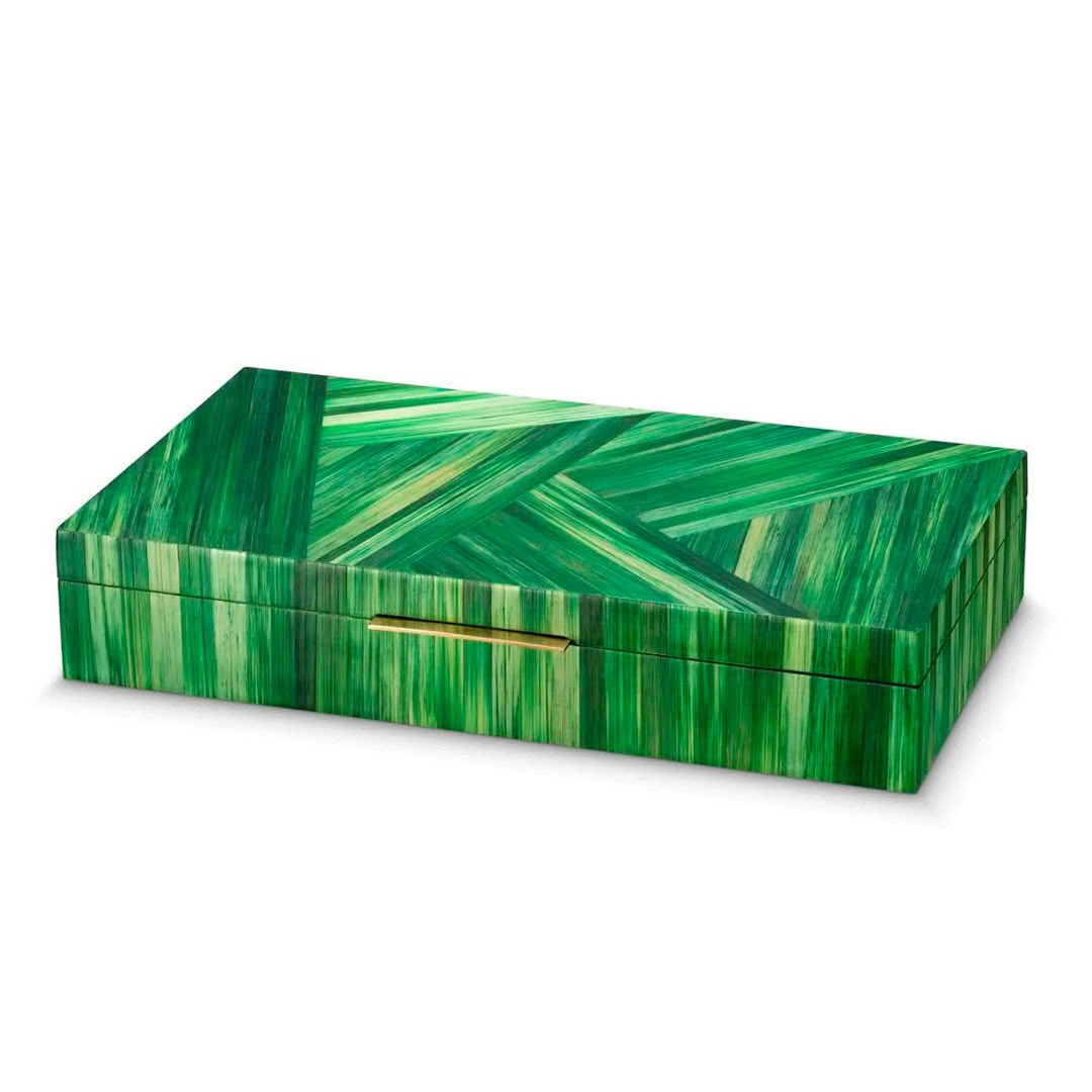 Green marbled rectangular jewelry box with gold handle