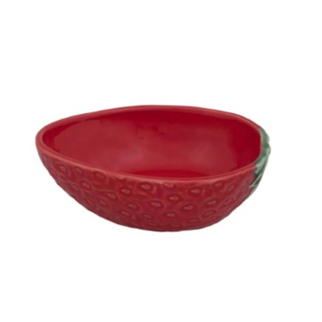 Red textured ceramic bowl on white background