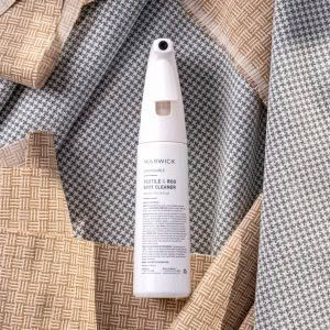 Warwick fabric spot cleaner on patterned textile background