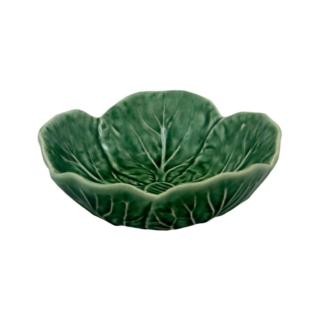 Green ceramic leaf-shaped decorative bowl
