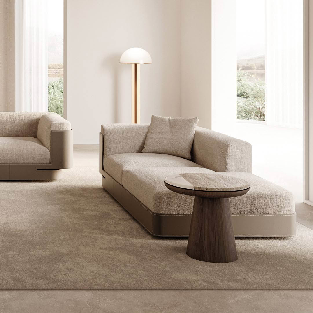 Modern minimalist living room with stylish furniture