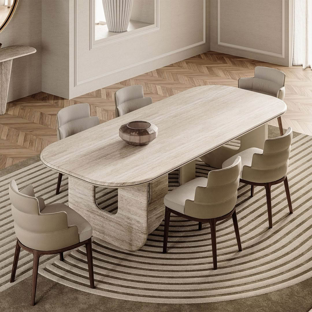 Elegant dining room with oval table and stylish chairs