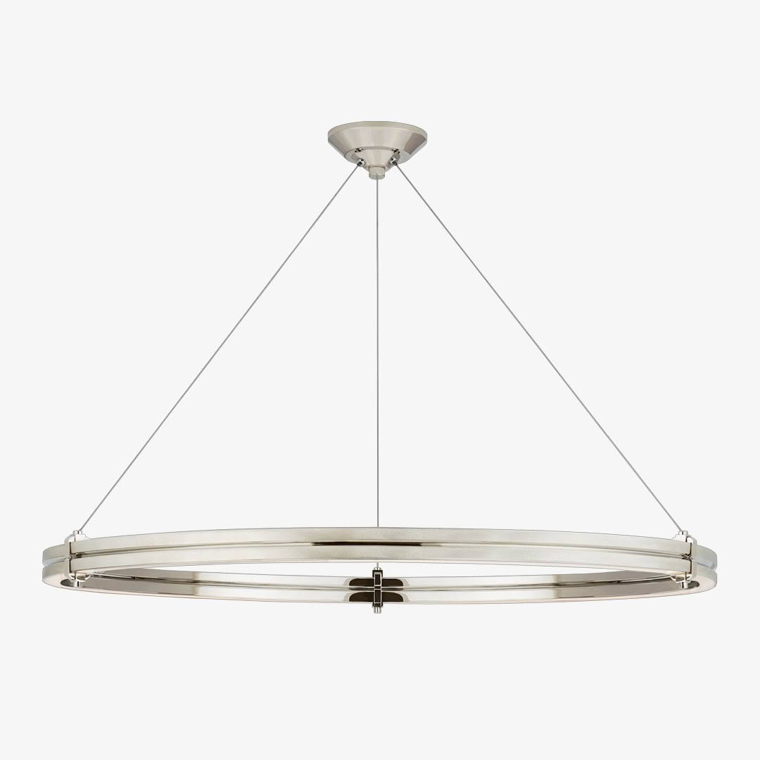 Modern circular LED chandelier isolated on white background