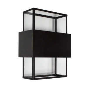 Modern black outdoor wall lantern isolated on white