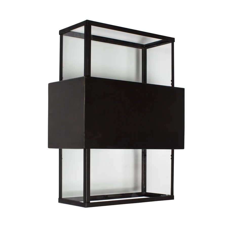 Modern black metal and glass outdoor lantern