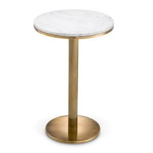 TAVOLARA SIDE TABLE - VINTAGE BRASS FINISH, WHITE MARBLE