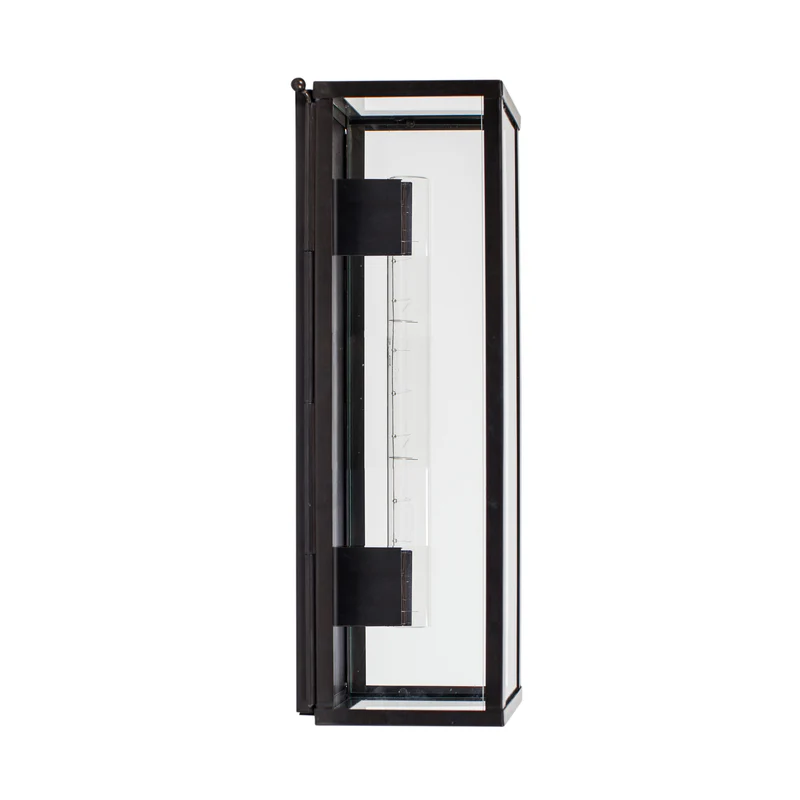 Black modern wall-mounted display case isolated