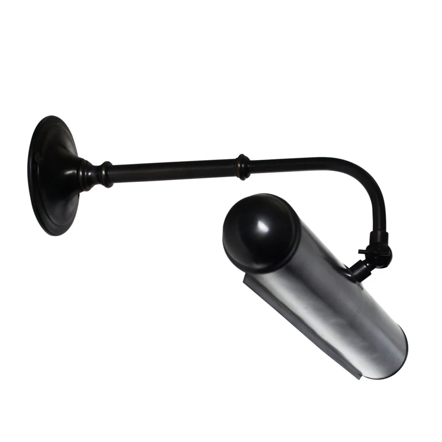 Wall-mounted adjustable black and silver spotlight