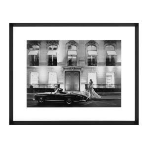 MERCEDES IN FRONT OF THE STORE PRINT - Q341 - BLACK FRAME