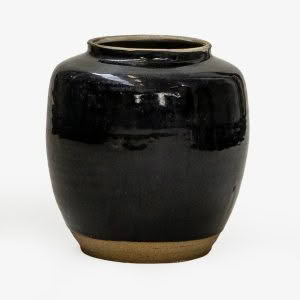ANTIQUE BLACK CERAMIC POT 25cm