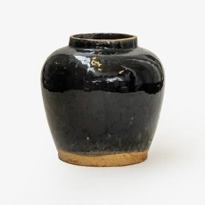 ANTIQUE BLACK CERAMIC POT 22cm