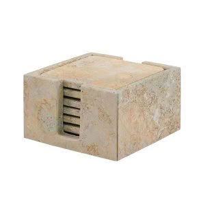 TRAVERTINE COASTERS - SQUARE - SET OF 6