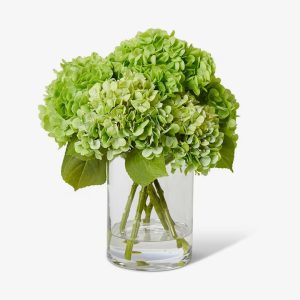 HYDRANGEA MIX IN VASE - GREEN - 35cm H