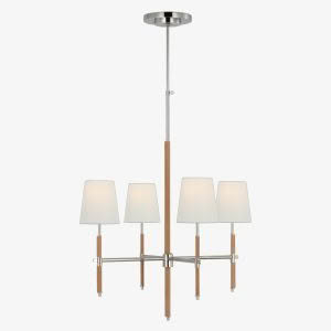 BRYANT SMALL WRAPPED CHANDELIER - NICKEL WITH NATUAL LEATHER